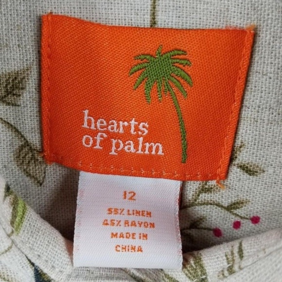 Hearts of Palm Women's Linen Blouse Hawaiian - Picture 2 of 6